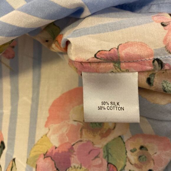 Tucker Silk Cotton Blend Button Down Collared Artsy Cottage Floral Blouse Small - Picture 8 of 10
